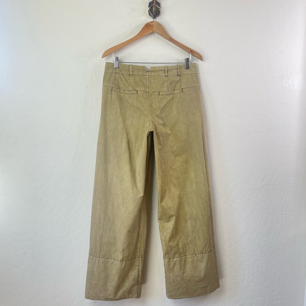 Free People Marina Low Rise Pleated Cuffed Hem Wide Leg Washed Trouser Pants - Picture 3 of 16
